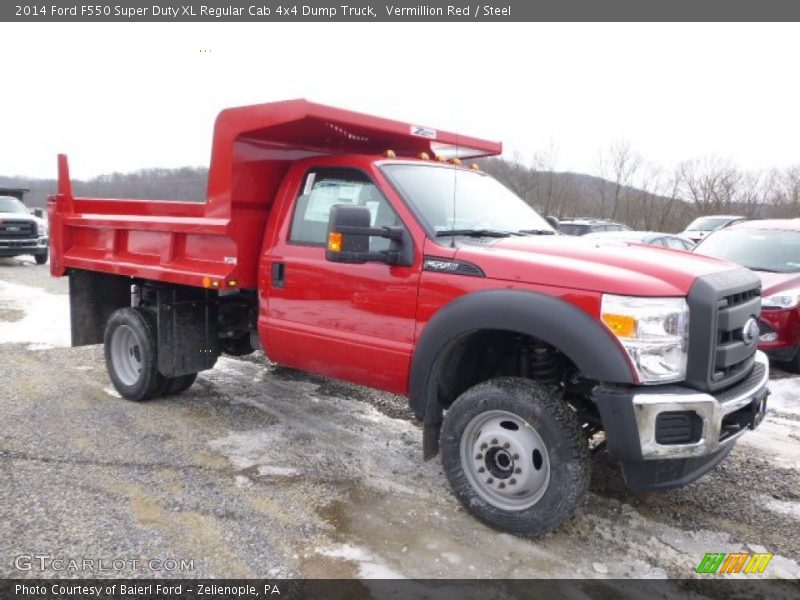 Front 3/4 View of 2014 F550 Super Duty XL Regular Cab 4x4 Dump Truck