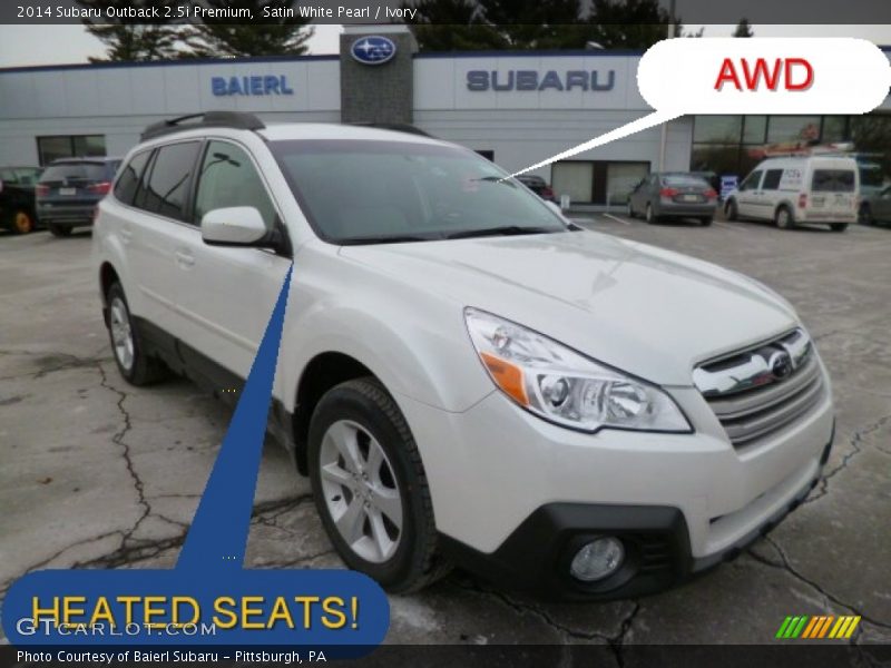 Satin White Pearl / Ivory 2014 Subaru Outback 2.5i Premium