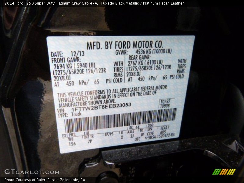 Tuxedo Black Metallic / Platinum Pecan Leather 2014 Ford F250 Super Duty Platinum Crew Cab 4x4