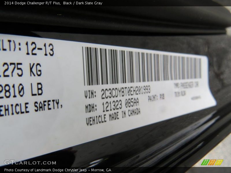 Black / Dark Slate Gray 2014 Dodge Challenger R/T Plus