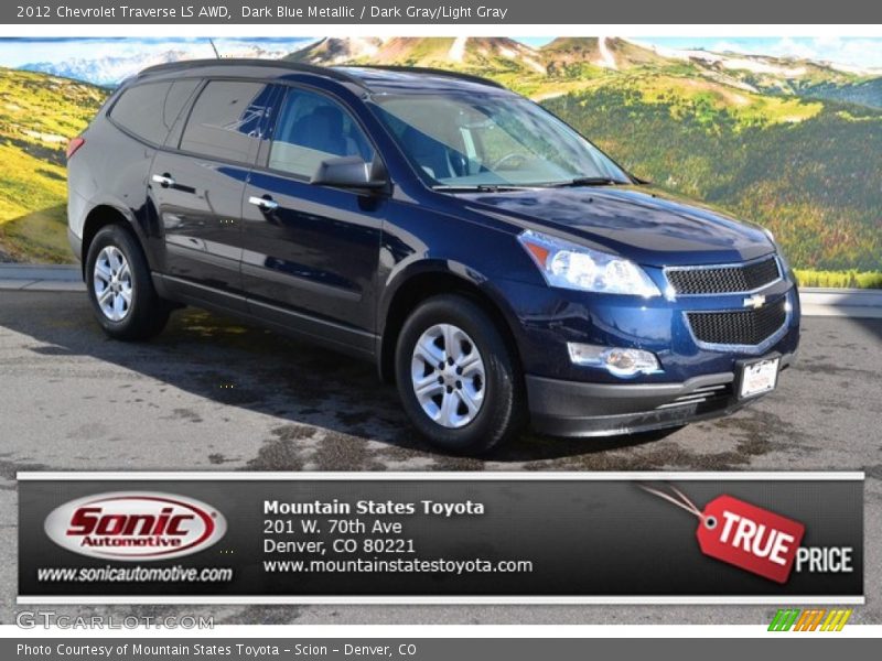Dark Blue Metallic / Dark Gray/Light Gray 2012 Chevrolet Traverse LS AWD