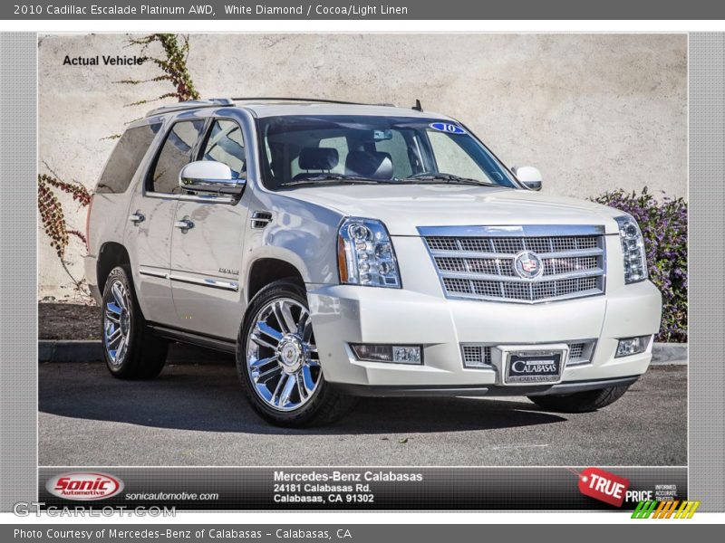 White Diamond / Cocoa/Light Linen 2010 Cadillac Escalade Platinum AWD