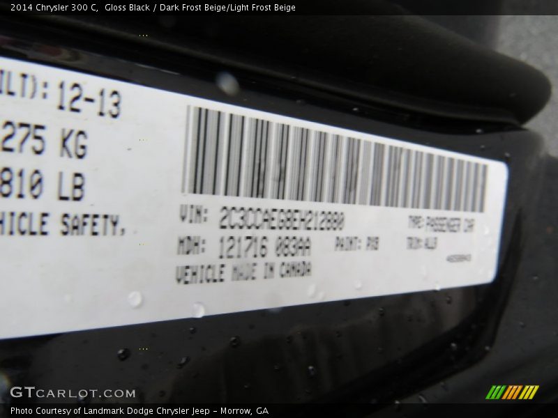 Gloss Black / Dark Frost Beige/Light Frost Beige 2014 Chrysler 300 C