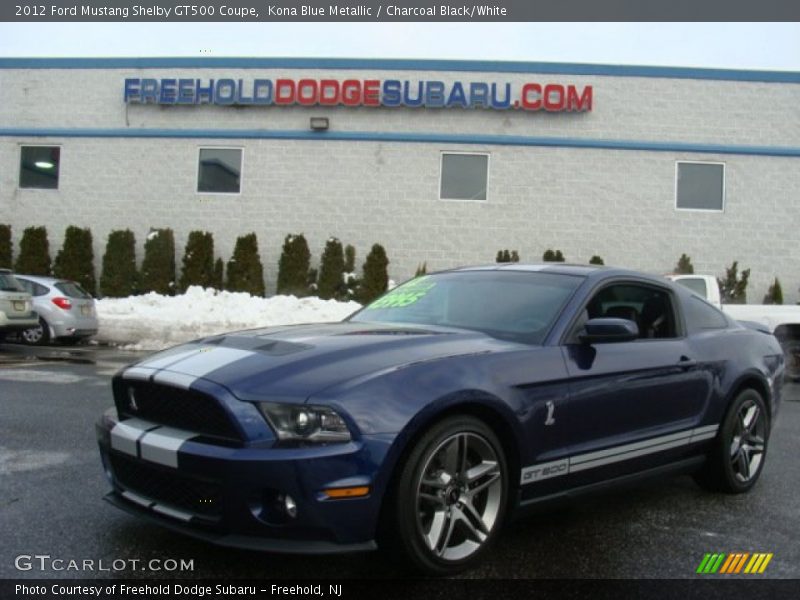 Kona Blue Metallic / Charcoal Black/White 2012 Ford Mustang Shelby GT500 Coupe