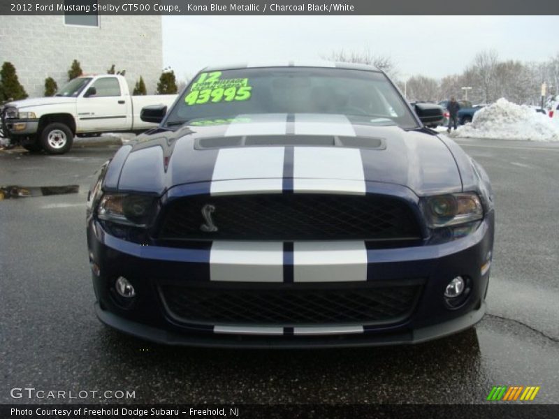 Kona Blue Metallic / Charcoal Black/White 2012 Ford Mustang Shelby GT500 Coupe