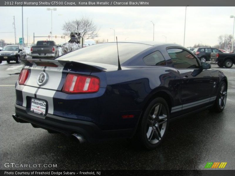 Kona Blue Metallic / Charcoal Black/White 2012 Ford Mustang Shelby GT500 Coupe