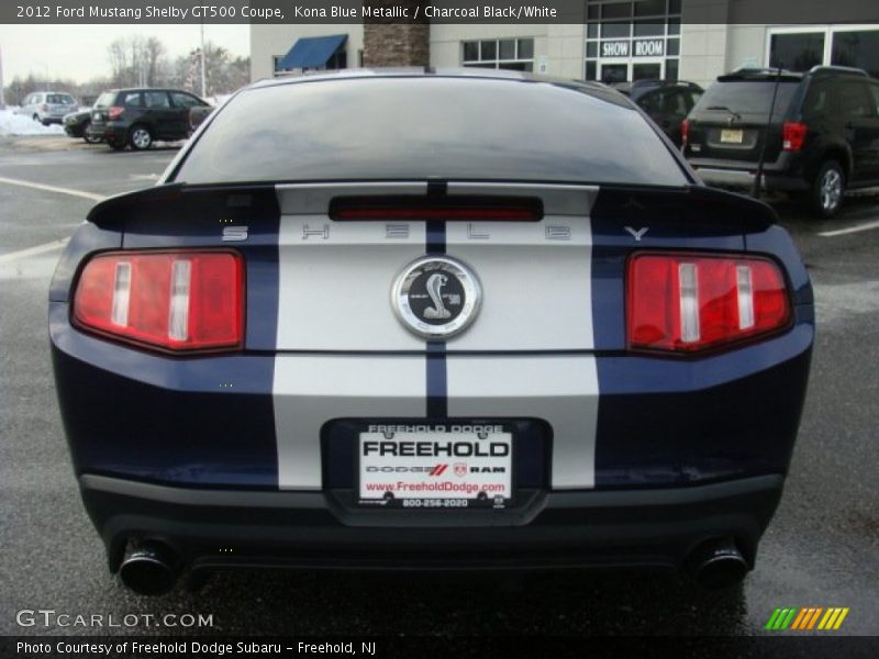 Kona Blue Metallic / Charcoal Black/White 2012 Ford Mustang Shelby GT500 Coupe