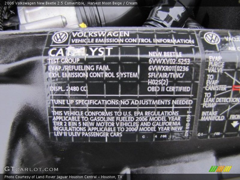 Harvest Moon Beige / Cream 2006 Volkswagen New Beetle 2.5 Convertible