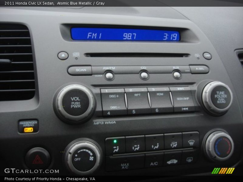Atomic Blue Metallic / Gray 2011 Honda Civic LX Sedan