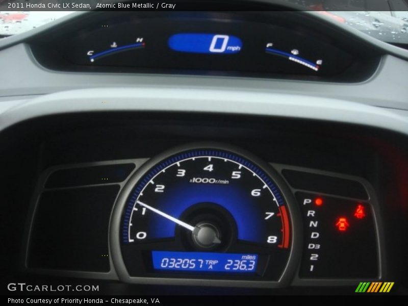 Atomic Blue Metallic / Gray 2011 Honda Civic LX Sedan