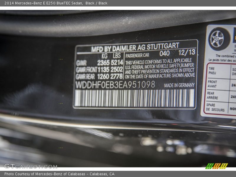 Black / Black 2014 Mercedes-Benz E E250 BlueTEC Sedan