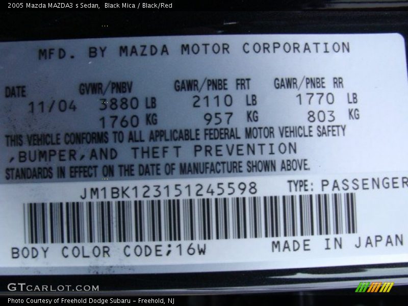 Black Mica / Black/Red 2005 Mazda MAZDA3 s Sedan