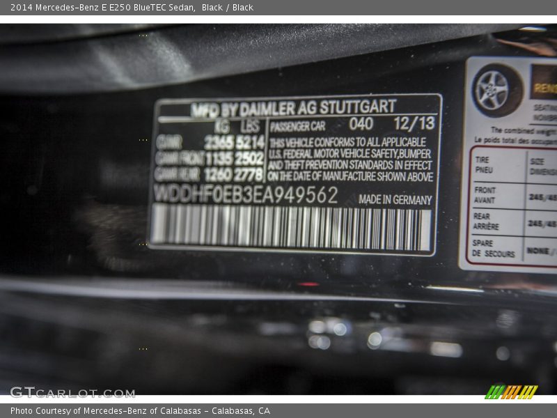 Black / Black 2014 Mercedes-Benz E E250 BlueTEC Sedan