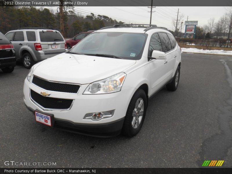 White / Ebony 2012 Chevrolet Traverse LT AWD