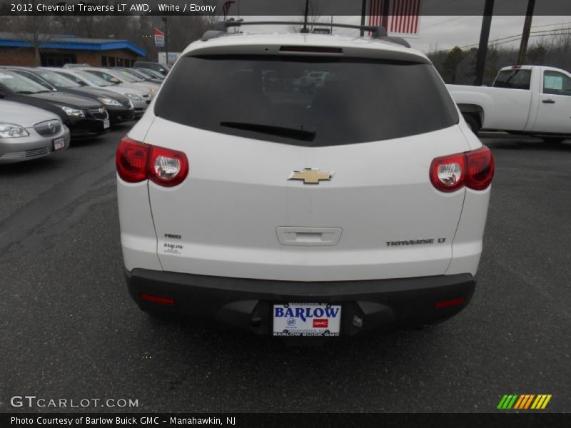 White / Ebony 2012 Chevrolet Traverse LT AWD