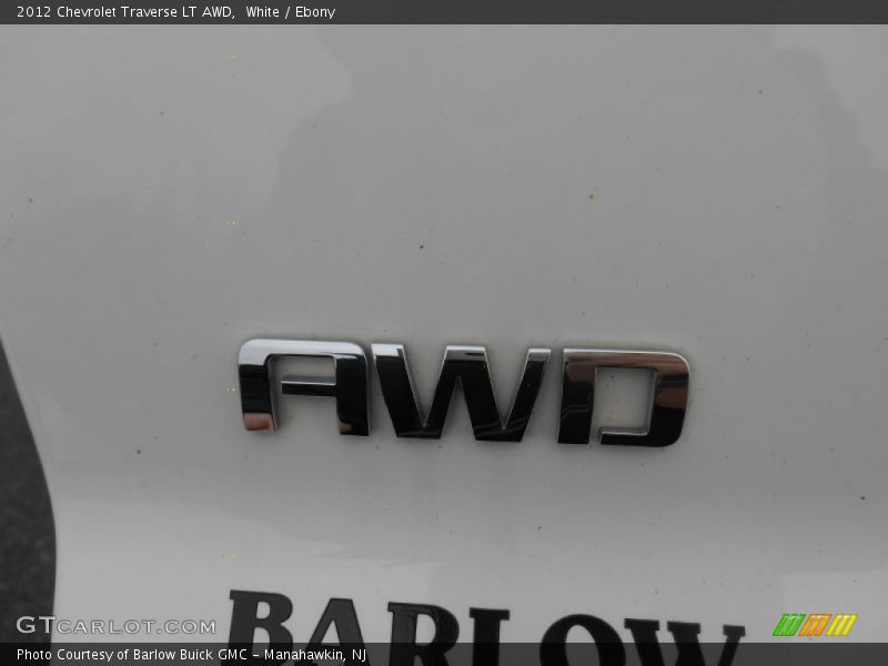 White / Ebony 2012 Chevrolet Traverse LT AWD