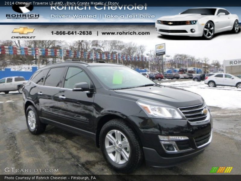 Black Granite Metallic / Ebony 2014 Chevrolet Traverse LT AWD