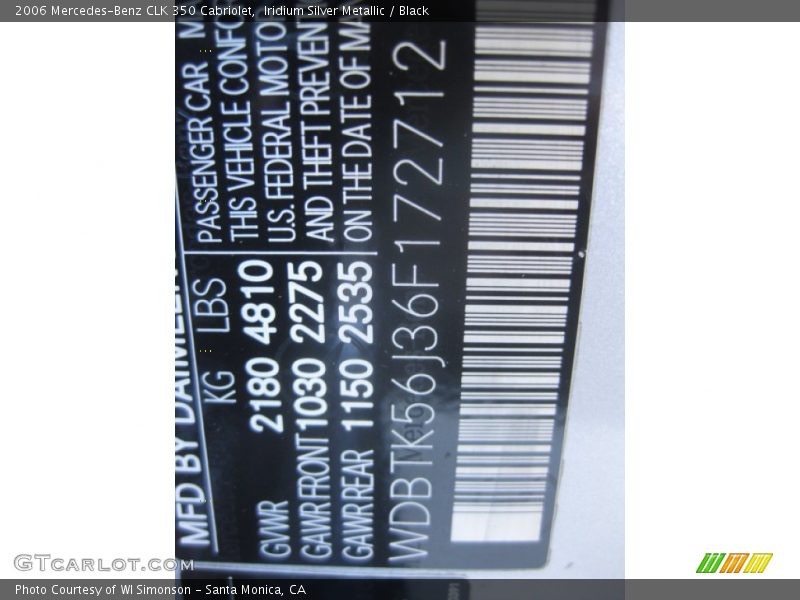 Iridium Silver Metallic / Black 2006 Mercedes-Benz CLK 350 Cabriolet