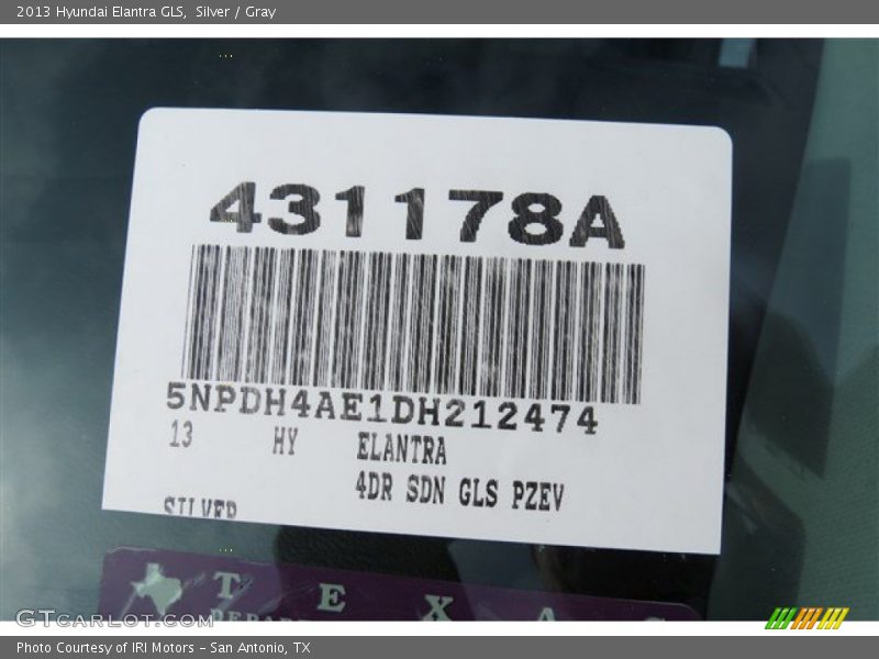 Silver / Gray 2013 Hyundai Elantra GLS