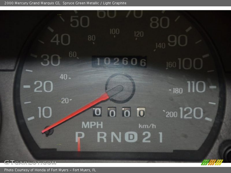 Spruce Green Metallic / Light Graphite 2000 Mercury Grand Marquis GS