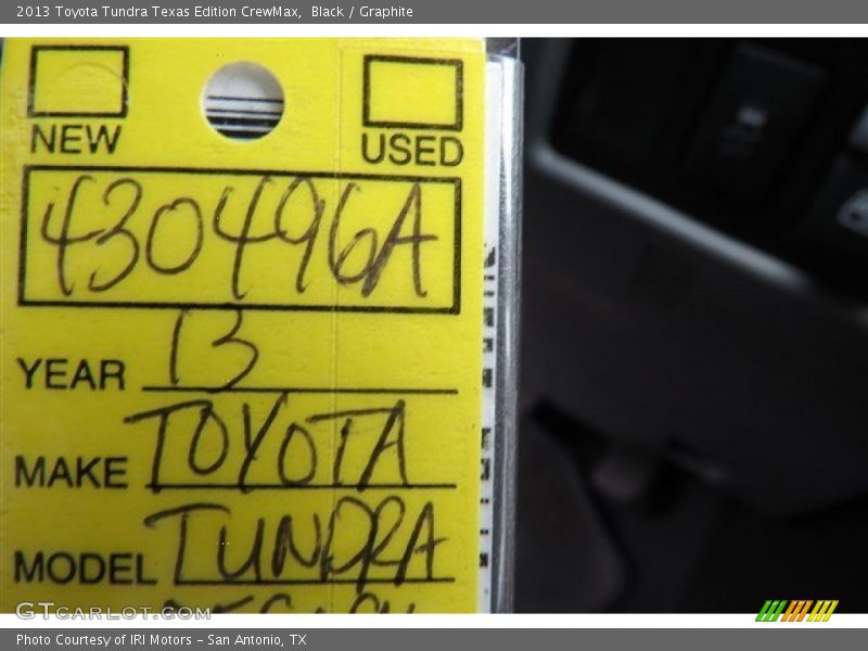 Black / Graphite 2013 Toyota Tundra Texas Edition CrewMax