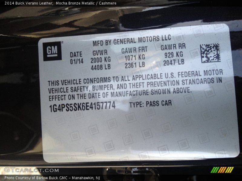 Mocha Bronze Metallic / Cashmere 2014 Buick Verano Leather