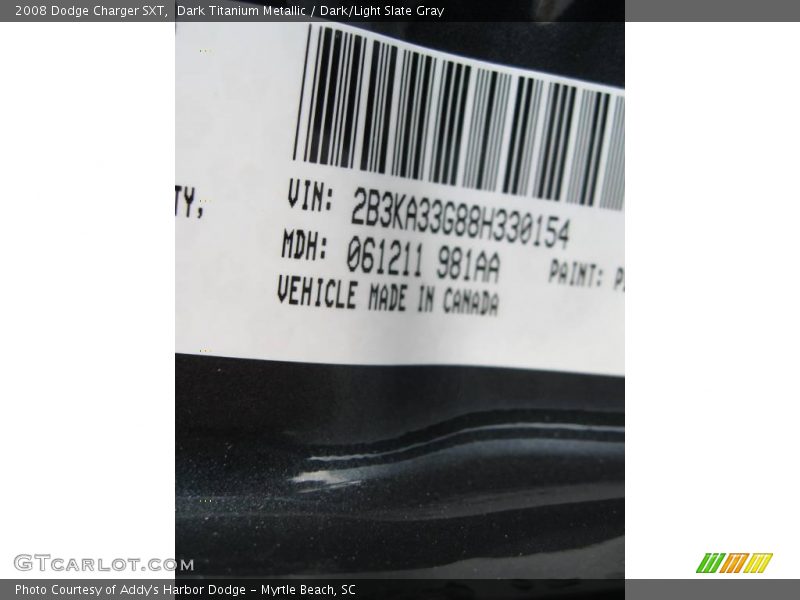 Dark Titanium Metallic / Dark/Light Slate Gray 2008 Dodge Charger SXT