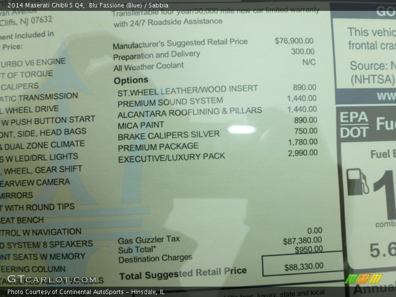  2014 Ghibli S Q4 Window Sticker