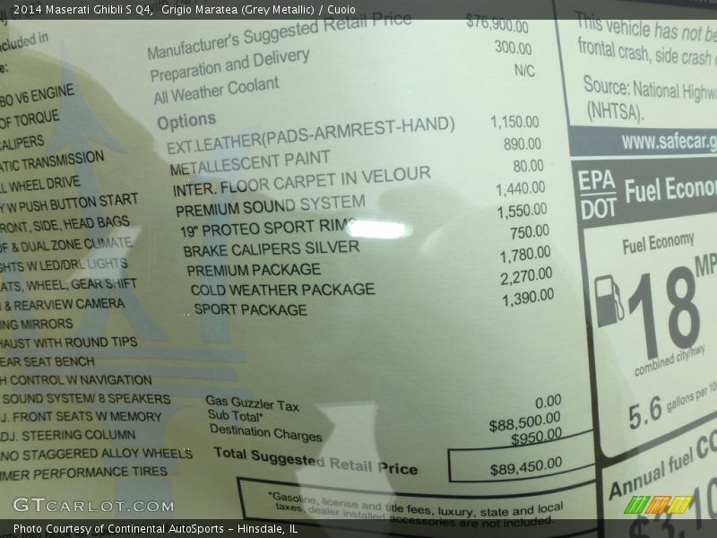  2014 Ghibli S Q4 Window Sticker