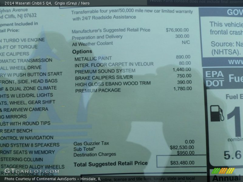  2014 Ghibli S Q4 Window Sticker