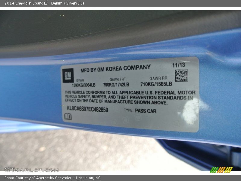 Denim / Silver/Blue 2014 Chevrolet Spark LS