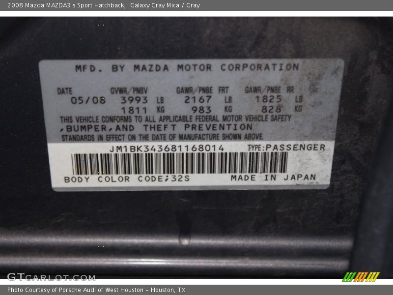 Galaxy Gray Mica / Gray 2008 Mazda MAZDA3 s Sport Hatchback