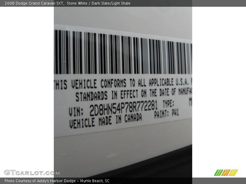 Stone White / Dark Slate/Light Shale 2008 Dodge Grand Caravan SXT