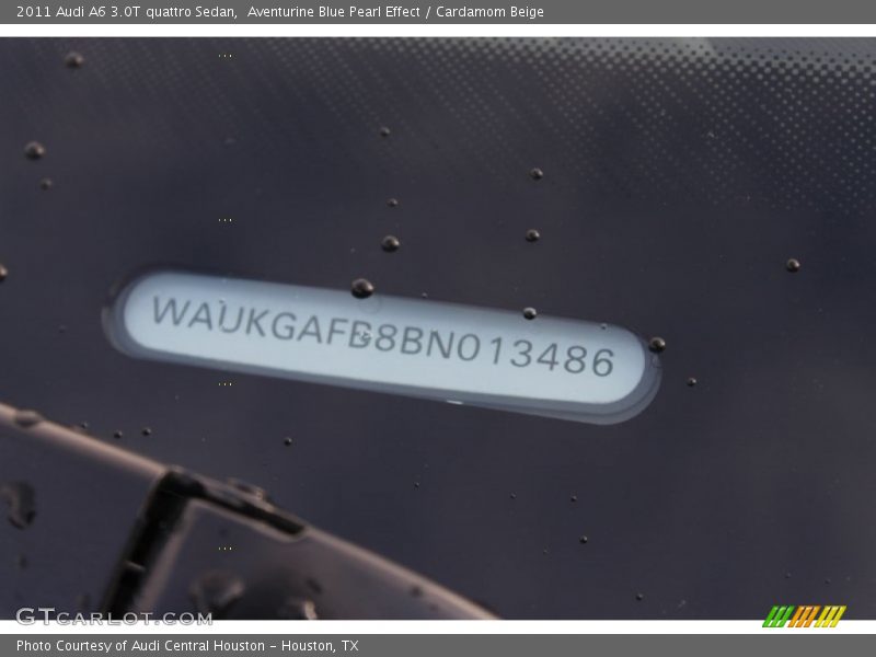 Aventurine Blue Pearl Effect / Cardamom Beige 2011 Audi A6 3.0T quattro Sedan