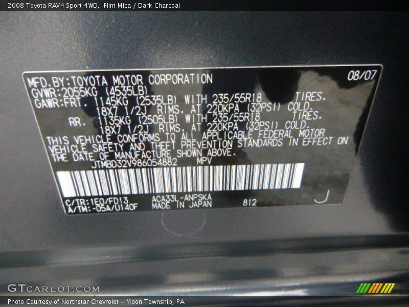 Flint Mica / Dark Charcoal 2008 Toyota RAV4 Sport 4WD