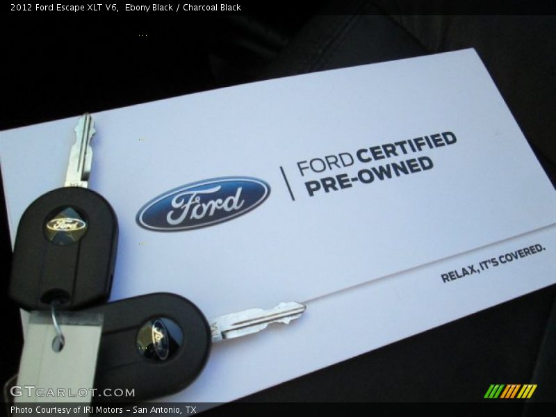 Ebony Black / Charcoal Black 2012 Ford Escape XLT V6
