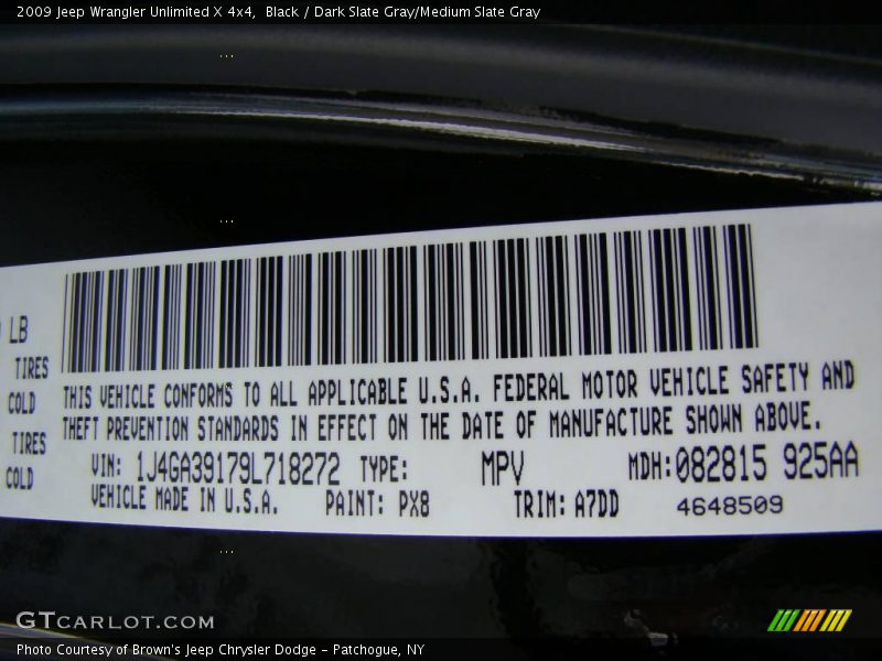 Black / Dark Slate Gray/Medium Slate Gray 2009 Jeep Wrangler Unlimited X 4x4