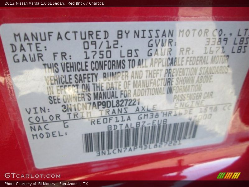 Red Brick / Charcoal 2013 Nissan Versa 1.6 SL Sedan