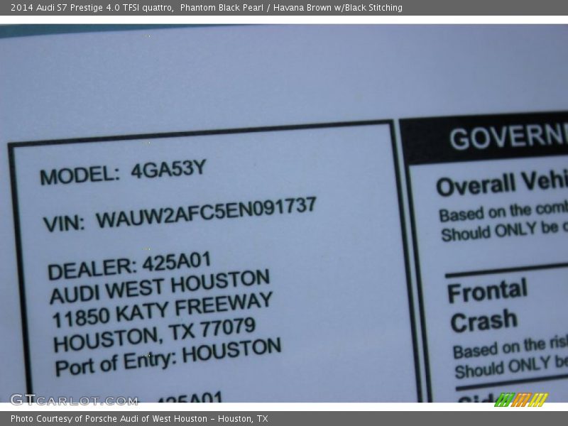 Phantom Black Pearl / Havana Brown w/Black Stitching 2014 Audi S7 Prestige 4.0 TFSI quattro