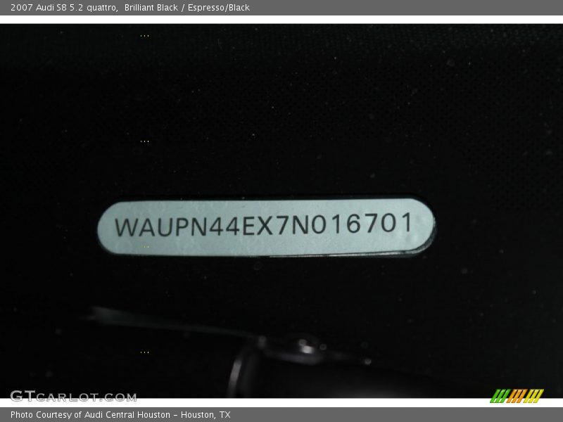 Brilliant Black / Espresso/Black 2007 Audi S8 5.2 quattro
