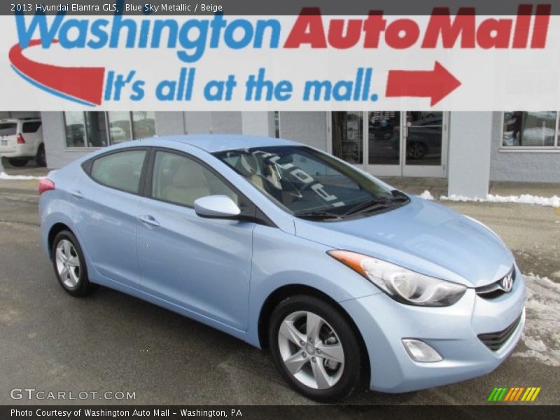 Blue Sky Metallic / Beige 2013 Hyundai Elantra GLS
