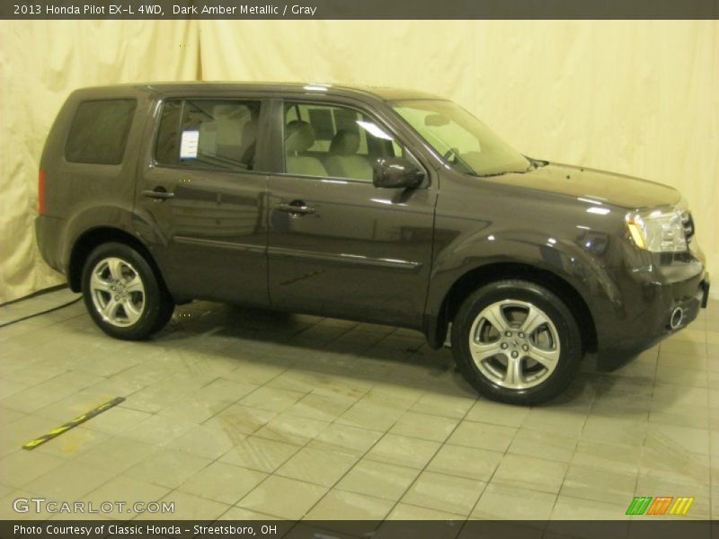 Dark Amber Metallic / Gray 2013 Honda Pilot EX-L 4WD