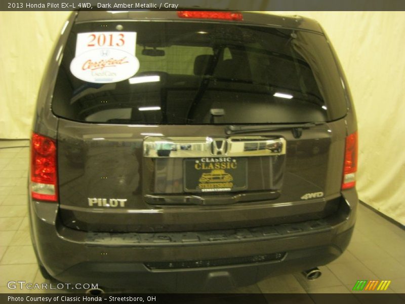 Dark Amber Metallic / Gray 2013 Honda Pilot EX-L 4WD