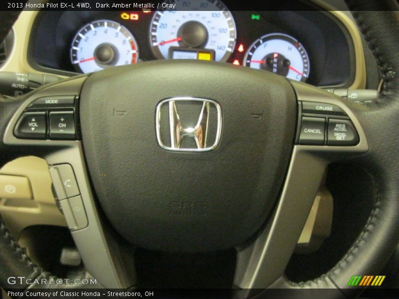 Dark Amber Metallic / Gray 2013 Honda Pilot EX-L 4WD