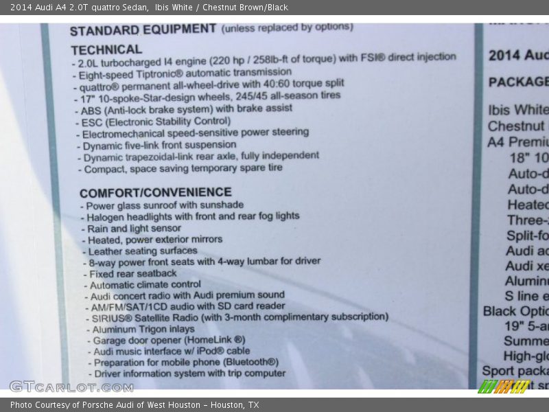 Ibis White / Chestnut Brown/Black 2014 Audi A4 2.0T quattro Sedan