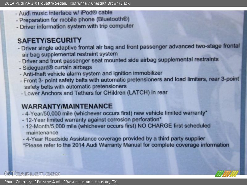 Ibis White / Chestnut Brown/Black 2014 Audi A4 2.0T quattro Sedan