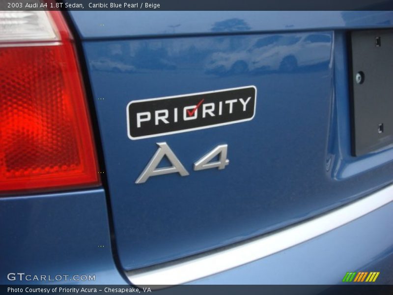 Caribic Blue Pearl / Beige 2003 Audi A4 1.8T Sedan