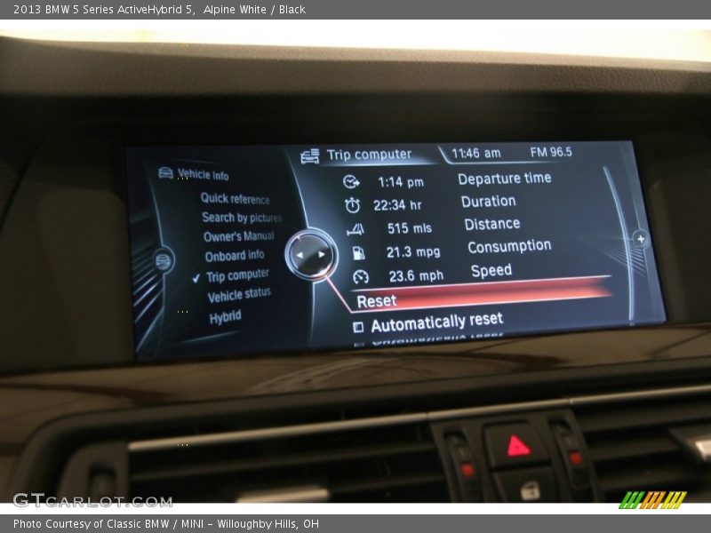 Alpine White / Black 2013 BMW 5 Series ActiveHybrid 5