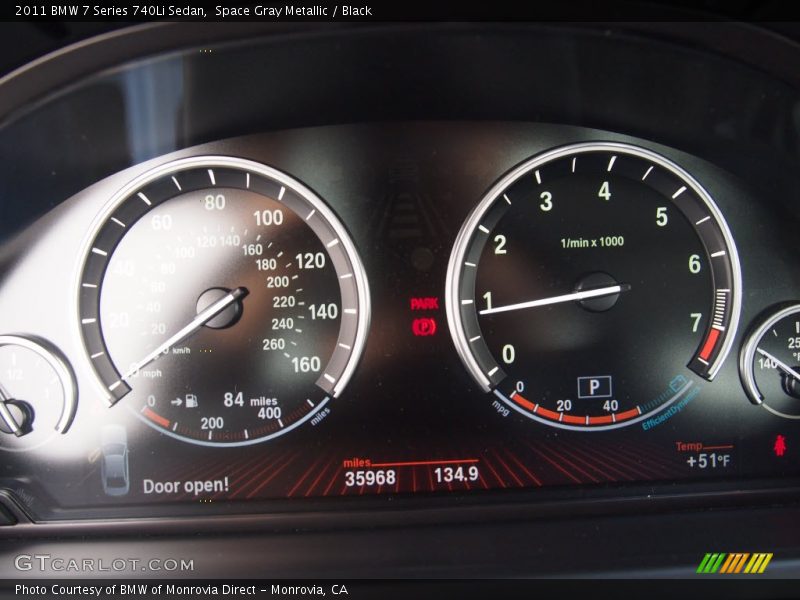 Space Gray Metallic / Black 2011 BMW 7 Series 740Li Sedan