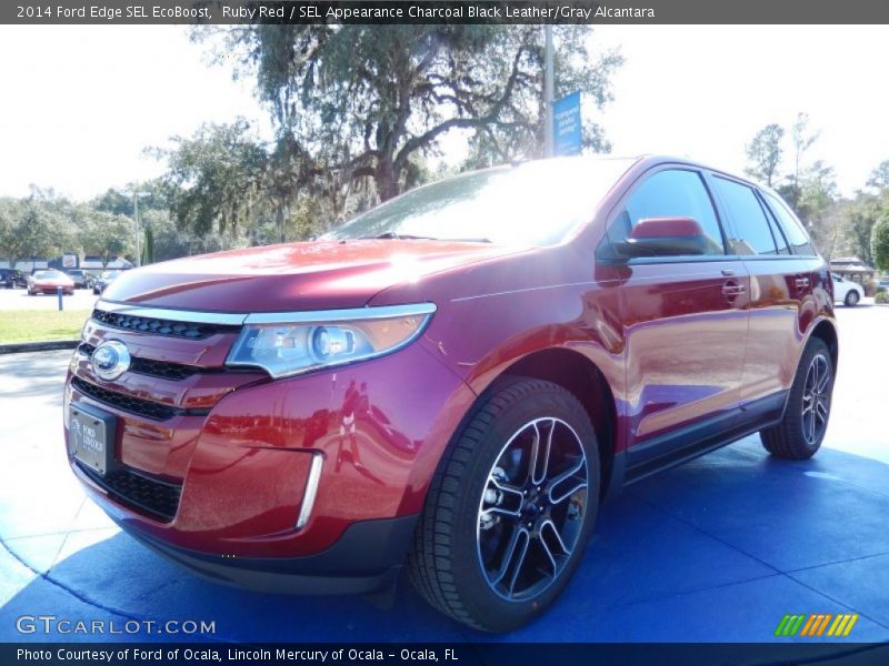 Ruby Red / SEL Appearance Charcoal Black Leather/Gray Alcantara 2014 Ford Edge SEL EcoBoost